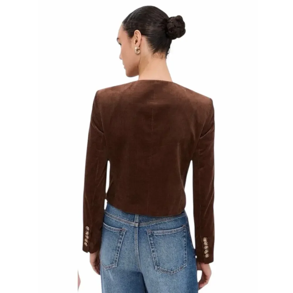 Veronica Beard Bentley Double Breasted Corduroy Jacket Brown Size 2 - Picture 3 of 11